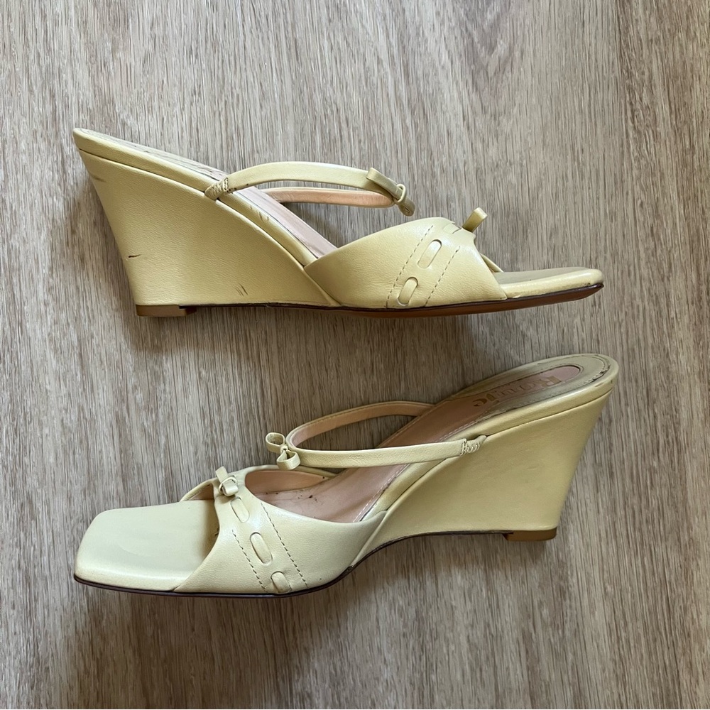 Rouje Paris Eve Wedge Mules Nappa Butter Yellow Size 37 - Picture 6 of 16